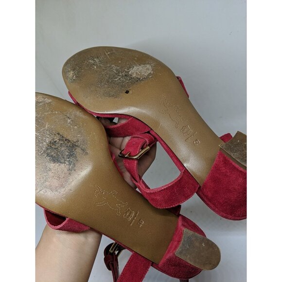 Marni Women's Red Ankle Strap Heel Sandals Buckle Closure Open Toe Size 40 - Picture 8 of 11